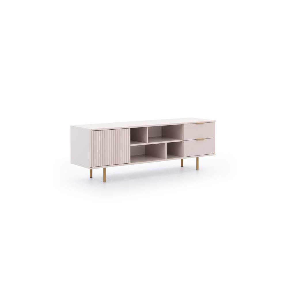 Szafka RTV 150 cm jednodrzwiowa z szufladami Naomi NB06 cashmere