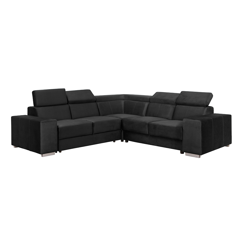Narożnik rozkładany Alabaster 260x260 czarny rogówka z funkcją spania