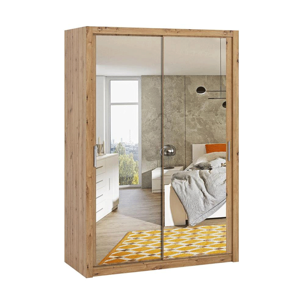 Szafa przesuwna 150 cm z lustrem Brasil B10 dąb artisan