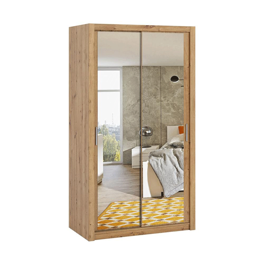 Szafa przesuwna 120 cm z lustrem Brasil B08 dąb artisan