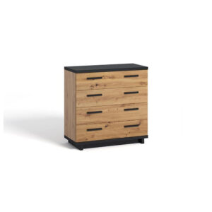 Komoda 90 cm z szufladami Iseo IN02 dąb artisan/czarny mat