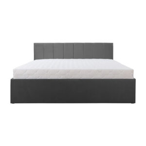 Łóżko kontynentalne 160x200 cm Paul szare z pojemnikiem i materacem