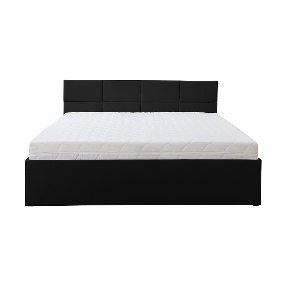 Łóżko kontynentalne 140x200 cm Latina czarne z pojemnikiem i materacem
