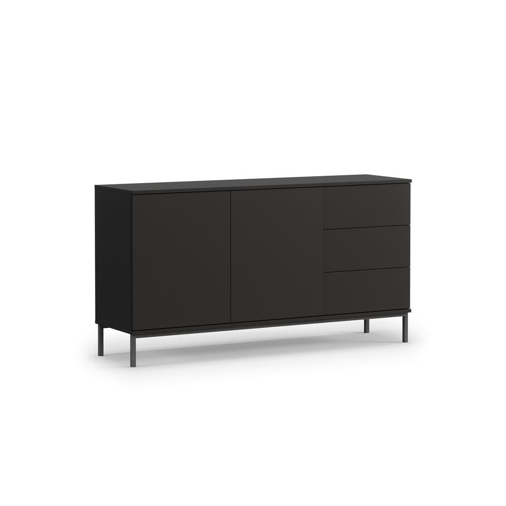 Komoda 150 cm dwudrzwiowa z szufladami Querno QT01 czarny mat