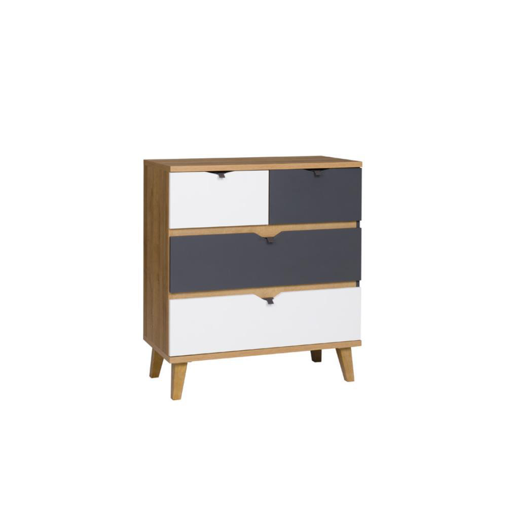 Komoda 81 cm z szufladami Modesto M08 dąb złoty/biały mat/grafit