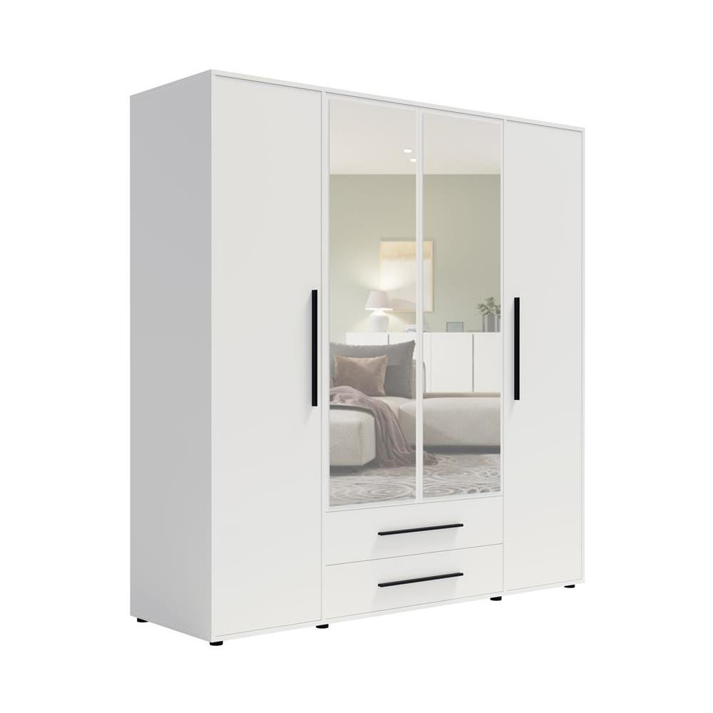 Szafa 197,6 cm czterodrzwiowa z lustrem Molfetta MX13 biały mat