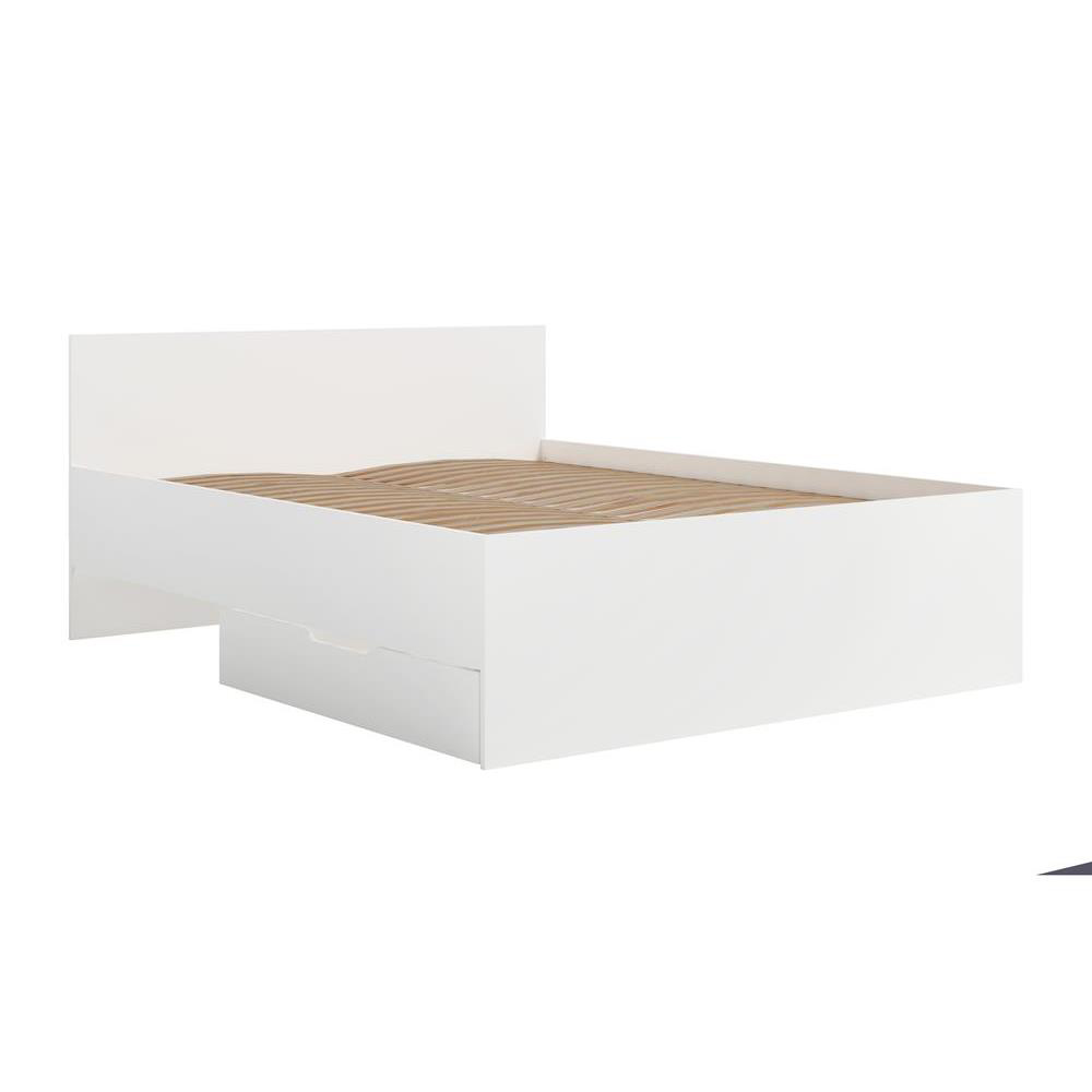 Łóżko z pojemnikiem dwuosobowe 163,4 cm Molfetta MX07 biały mat