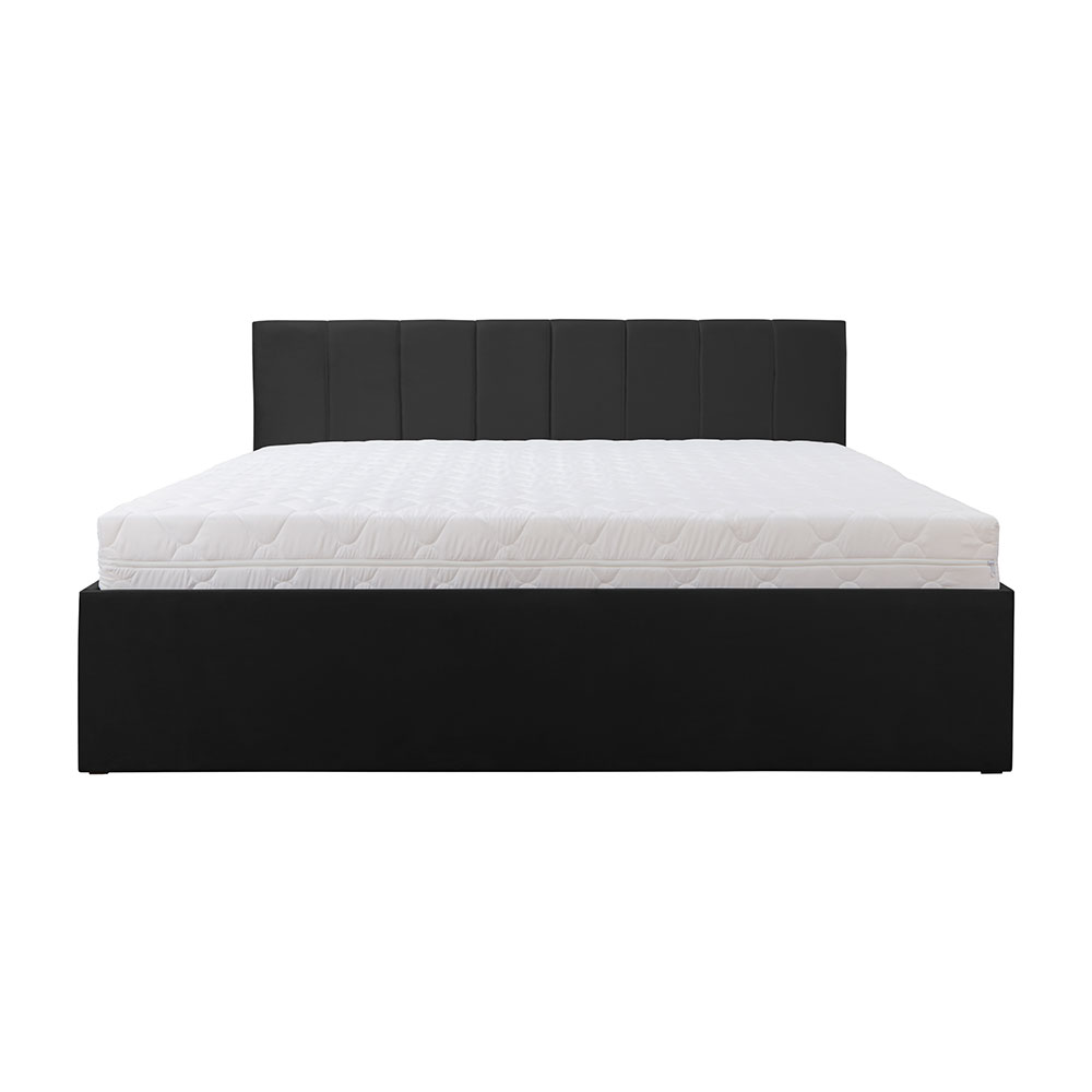 Łóżko kontynentalne 180x200 cm Paul czarne z pojemnikiem i materacem