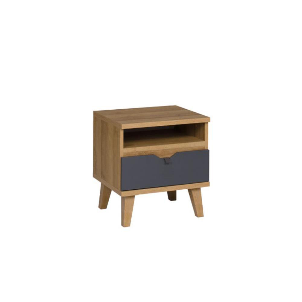 Stolik nocny 45 cm z szufladą Modesto M04 dąb złoty/grafit