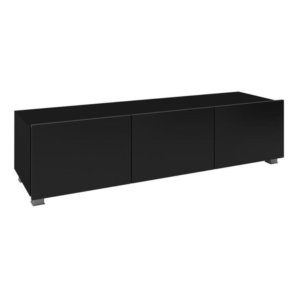 Szafka RTV 150 cm trzydrzwiowa Chicago C04 czarny/czarny połysk