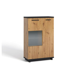 Witryna 90 cm dwudrzwiowa Iseo IN12 dąb artisan/czarny mat