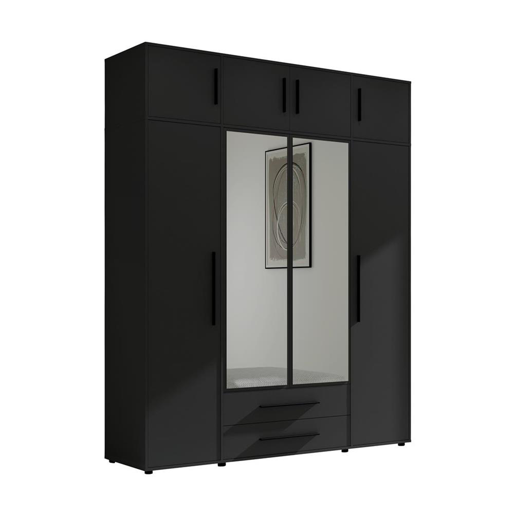 Szafa z nadstawką 197,6 cm Molfetta MX15 czarny mat